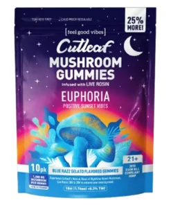Blue Razz Gelato Cutleaf Euphoria Mushroom Gummies 1000mg 10ct