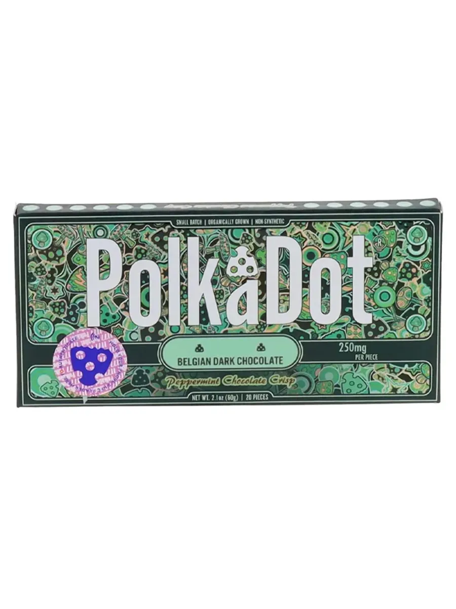 Peppermint Chocolate Crisp PolkaDot Mushroom Belgian Dark Chocolate 250mg