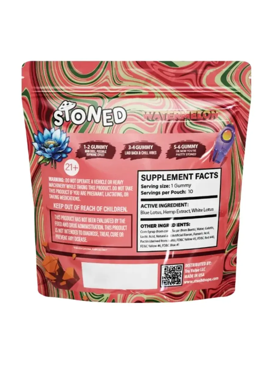 Watermelon Stoned Blue Lotus + White Lotus Gummies 10000mg 10ct - Image 2